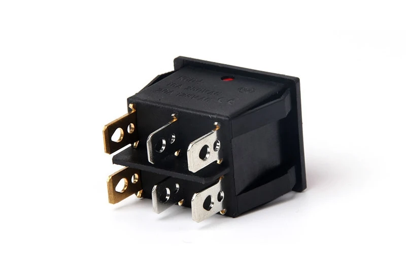 Kcd8 15A 250v AC двухполюсный gang кулисный переключатель 2 способ красный медные булавочные красный 220v лампы вкл/выкл переключатель с 6 шпильки
