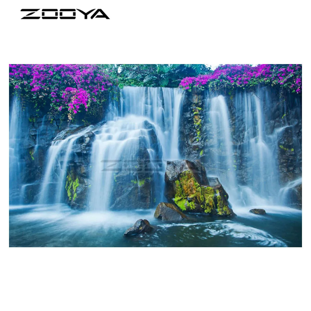 

ZOOYA Sale Diamond Embroidery DIY Diamond Painting Mosaic Pictures Rhinestone Painting Landscape Flower Waterfall R2037