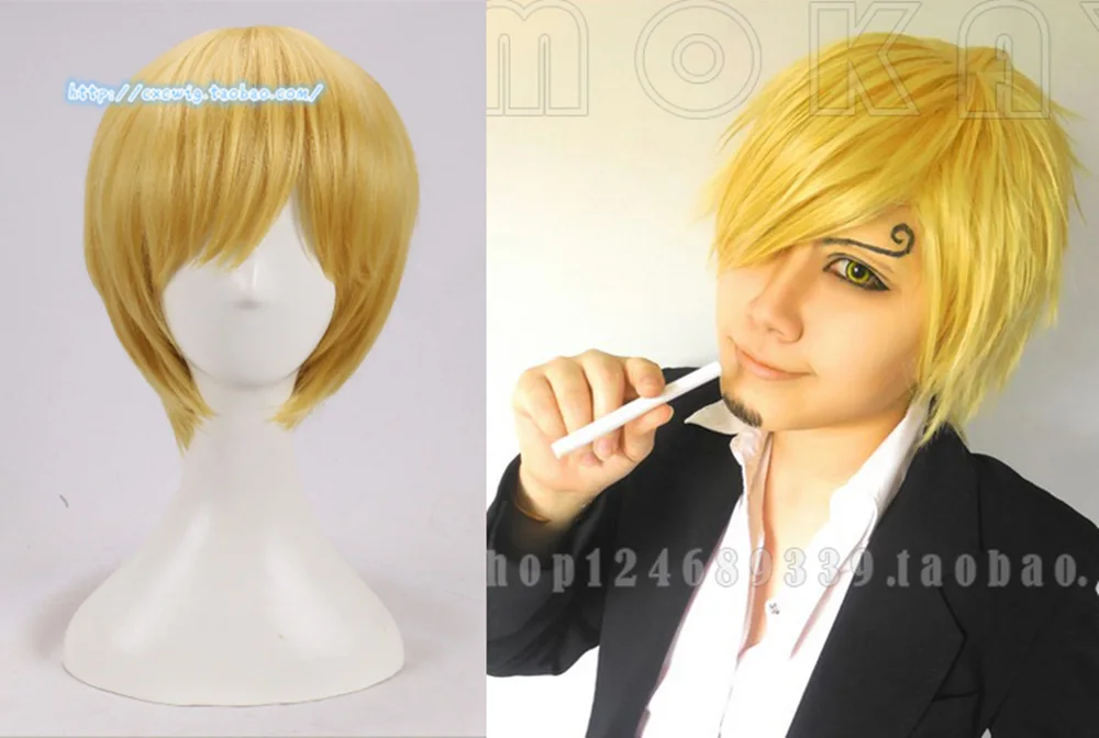 Парик для косплея Sanji из аниме Токио цельный с желтыми волосами ролевых игр