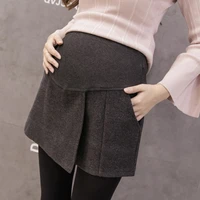 1045 2019 autumn winter fashion maternity shorts grey black woolen shorts for pregnant women elastic waist pregnancy shorts
