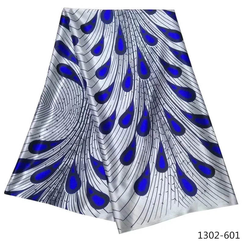 

100% satin fabric Prints Fabric Ankara Satin Wax Fabric High Quality 5 yards African Fabric for Party Dress 1302-101