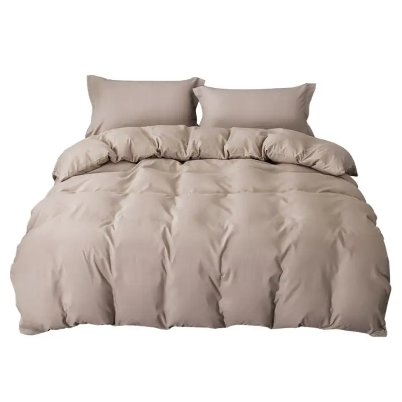 Beige 4 шт., простой однотонный мягкий комплект постельного белья, супер Кинг, пододеяльник, пододеяльник, простыня, наволочки, аксессуары для дома - Цвет: Beige