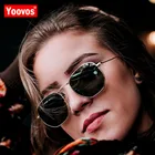 Yoovos 2021 винтажные металлические зеркальные солнцезащитные очки для женщинмужчин брендовые дизайнерские солнцезащитные очки модные классические очки для вождения Oculos De Sol