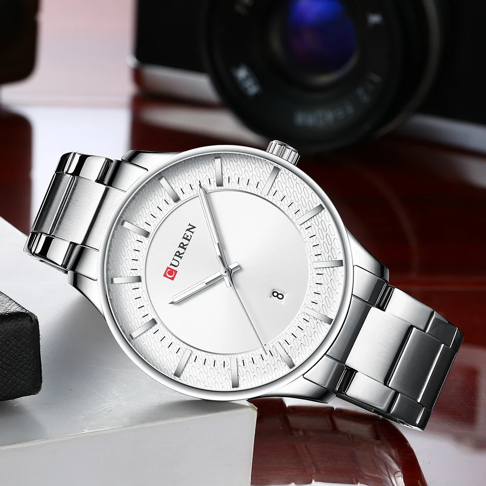 Мужские спортивные часы CURREN кварцевые деловые из нержавеющей стали с