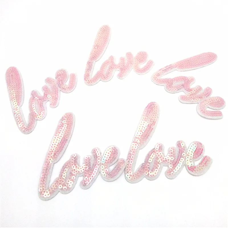 Наклейки на одежду "LOVE" из бисера с буквами английского алфавита, 10 штук.