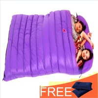 2 person capacity with 1800g white duck down filler sleeping bag double sleep bag with 2 free pillow