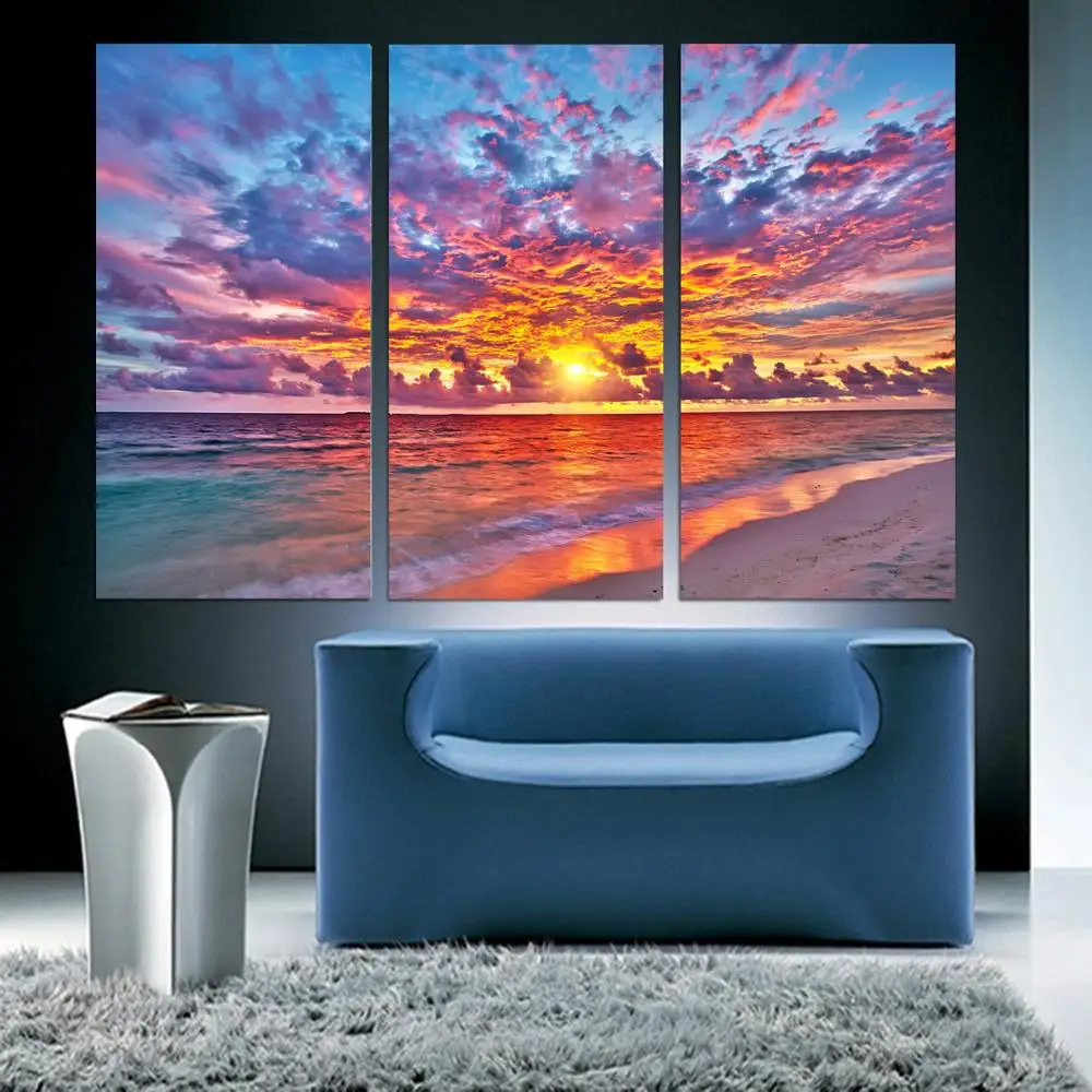 

Drop shipping 3 Panel printed painting Seascape painting Wall Art Picture Home Decoration Living Room Modern painting LS758