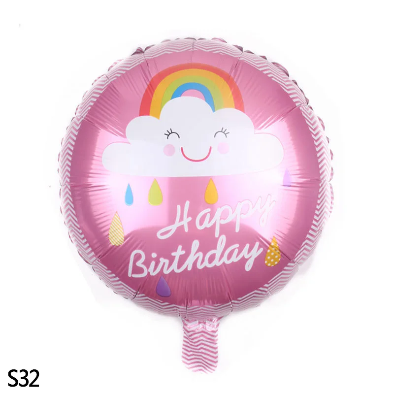 S32 18 дюймов Globos фольгированные шары «С Днем Рождения» детский душ надувные игрушки баллон из гелий круглый воздушный шар для детской вечеринки - Цвет: S32