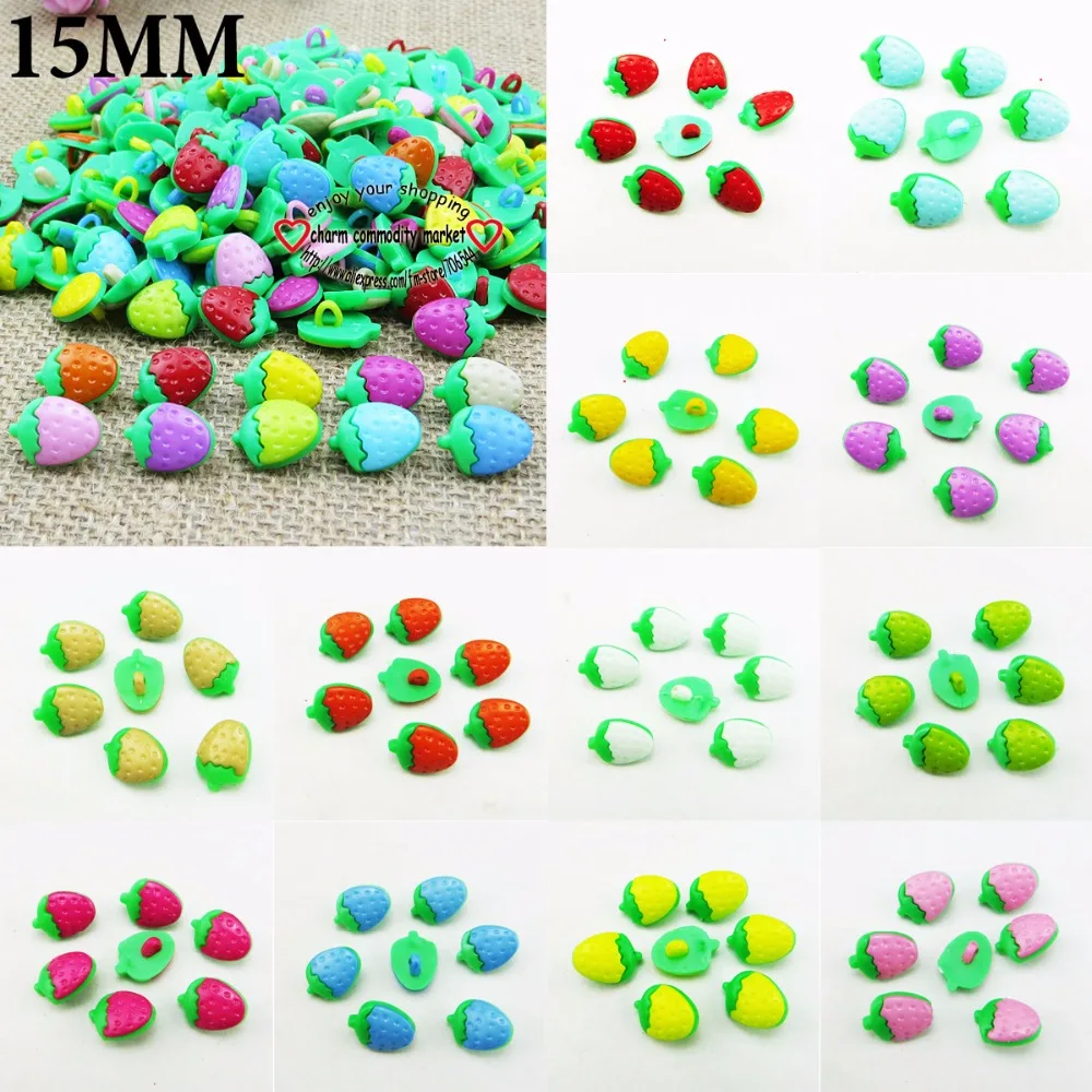 100 шт. 15 5 мм красные крашеные пластиковые пуговицы в форме клубники пальто