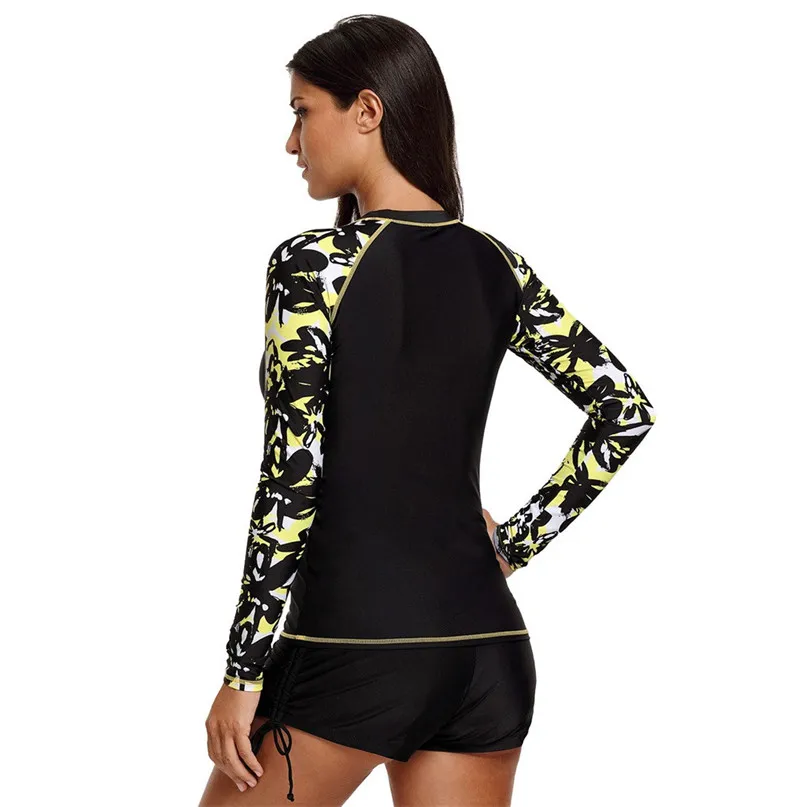 Плавание гидромайки для женщин с длинным рукавом и защитой от УФ лучей купальный