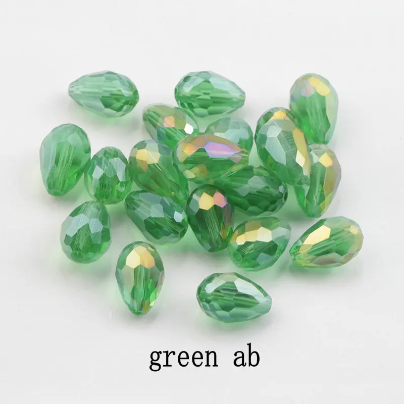 green ab Высокое качество 6X8 мм, 8X10 мм Кристал, слезинка Форма Бисер стеклянные бусины Свободные Распорки Круглые бусины для самостоят - Цвет: green ab