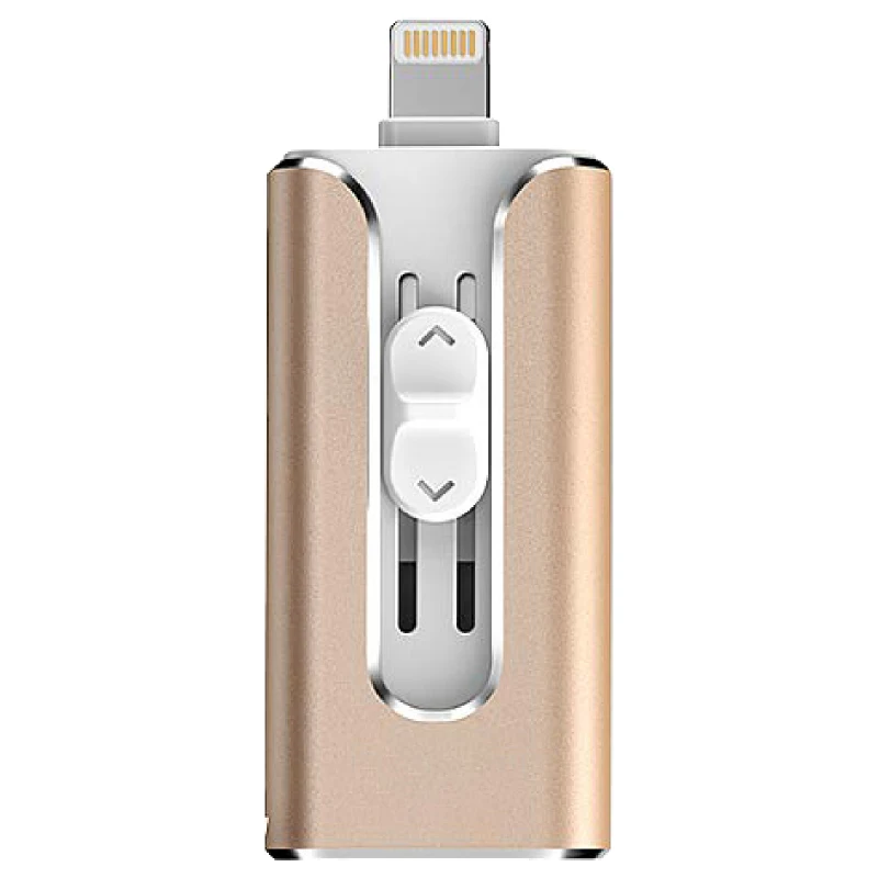 Gold OTG USB Flash Drive 8G 16G 32G 64G 128gb 256For iPhone X/8/7 Plus/7/6s Plus/6s/5/5s/SE& ipad Flash Drive Memory Stick Pendrive - Color: Gold