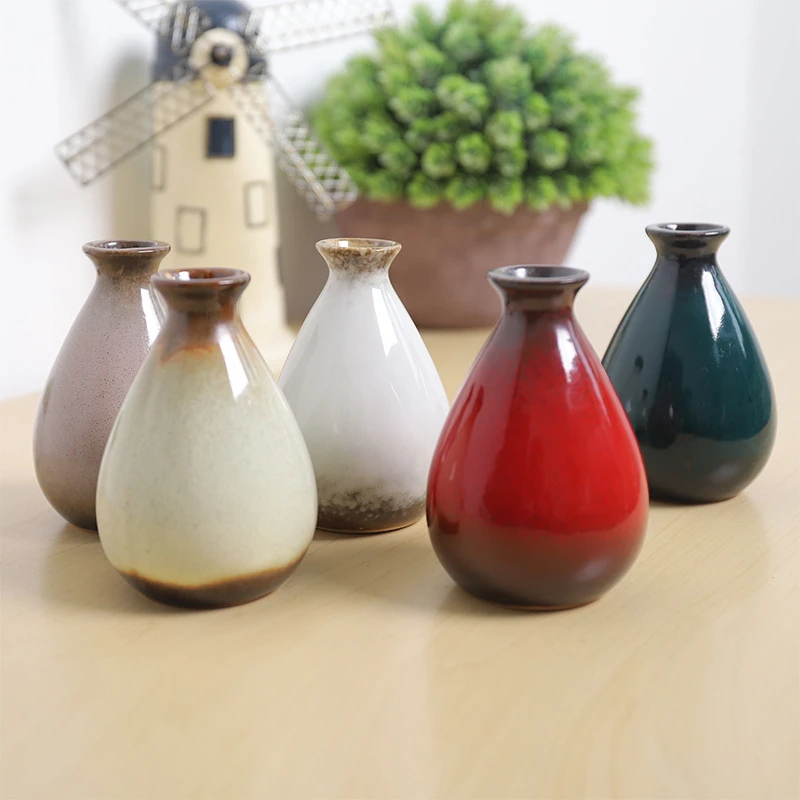 Мини Zakka керамика ваза Ретро Матовая Обои для рабочего шкафа под ТВ украшение