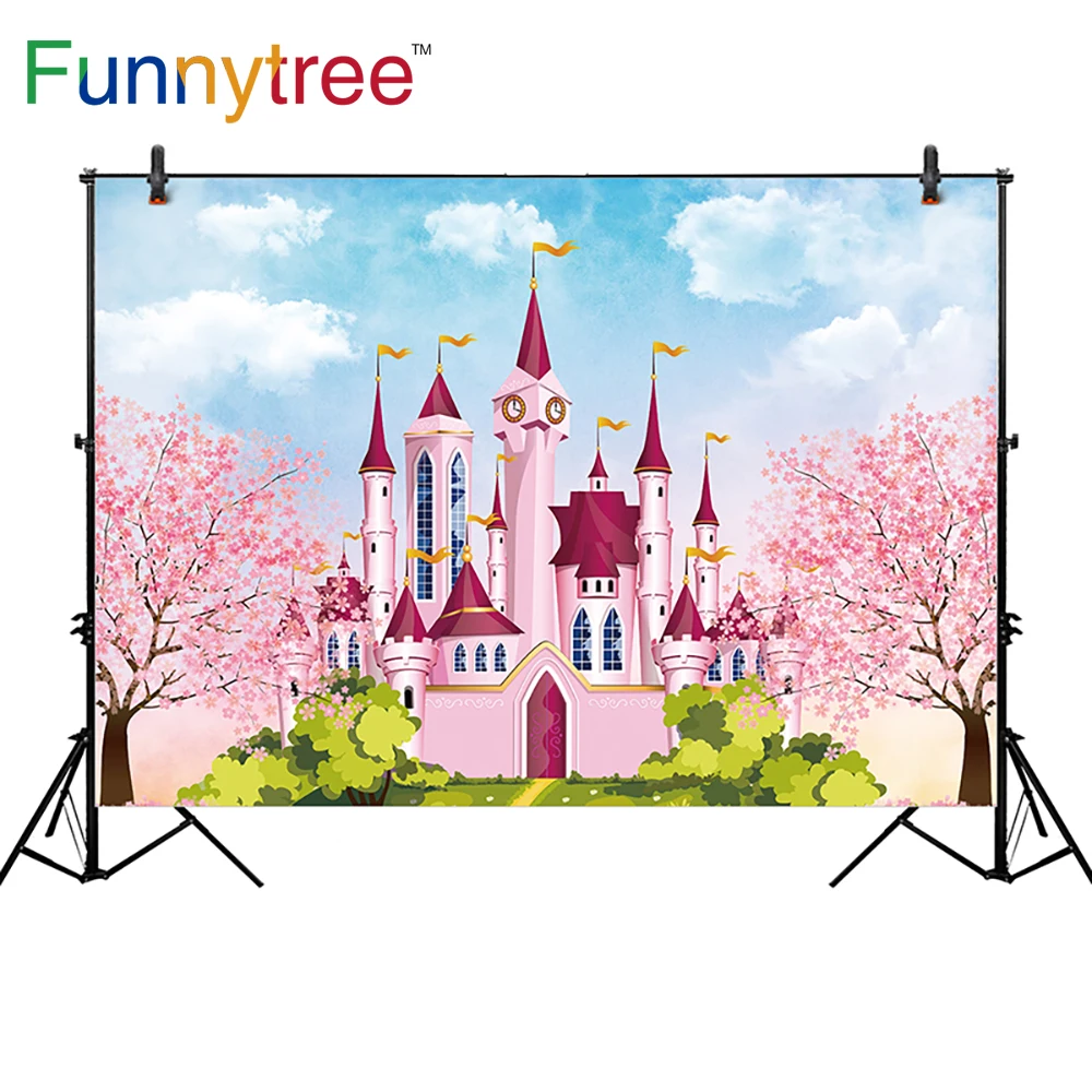 Фоны Funnytree для фотостудии мультяшный замок Цветочное дерево принцессы девочки