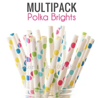 125pcs mixed colors polka brights party paper strawslime greendeep pinkyellowblueaqua polka dot mixcolorfulbirthdaybulk