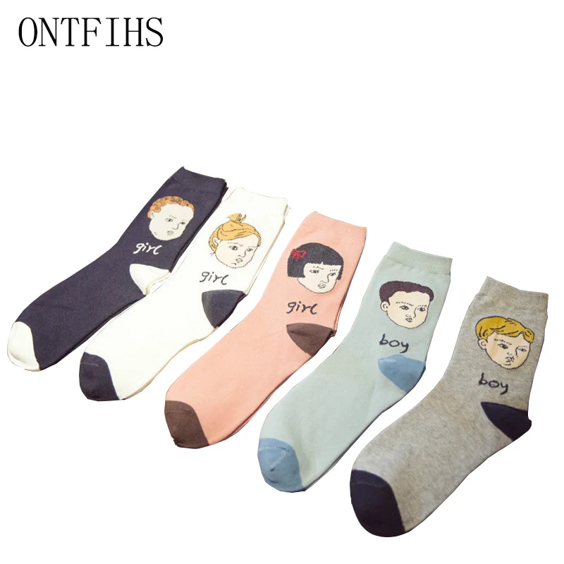 5 пар/лот модные Повседневное Книги по искусству Носки для девочек Для мужчин