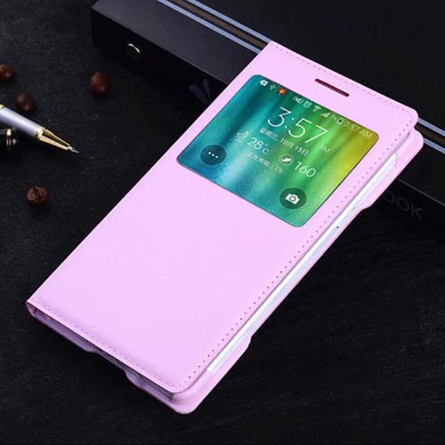 Pink Smart View Flip Cover кожаный бумажник чехол для телефона для samsung Galaxy A5 A7 GalaxyA5 5 7 см A500 A500F A700 A700F SM-A500F - Цвет: Pink
