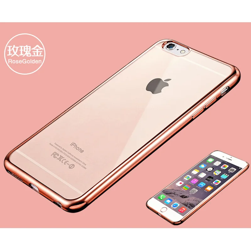 Для Apple iPhone 7 Гальванических Чехол Телефона Fundas Тонкий Мягкий прозрачная Задняя
