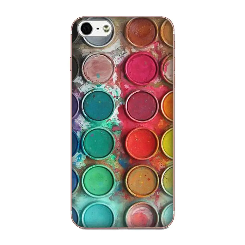 ТПУ телефон Акварельная краска палитра мягкий для Samsung Galaxy Note 5 8 9 S3 S4 S5 S6 S7 S8 S9 S10 mini