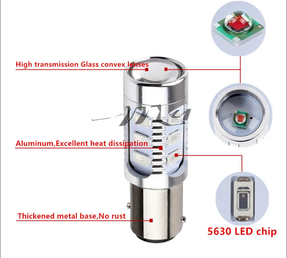 2 шт. 1157 BAY15D светодиодный лампы 12 SMD 5630 чипы высокой мощности для стоп сигналов P21/5