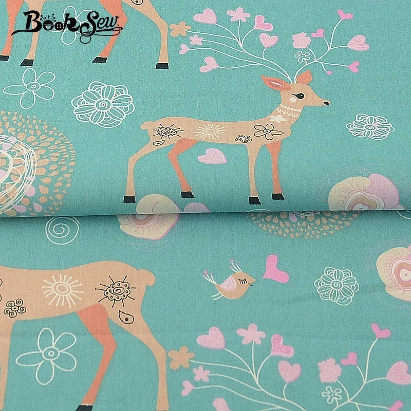 Тканевая саржевая ткань Booksew из 100% хлопка с рисунком оленя дизайнерская швейная