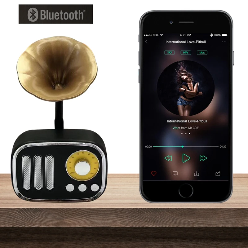 Mini Portable Bluetooth Wireless Speaker Retro Wooden s Loud Supprot FM Radio Handsfree TF Card AUX in | Электроника