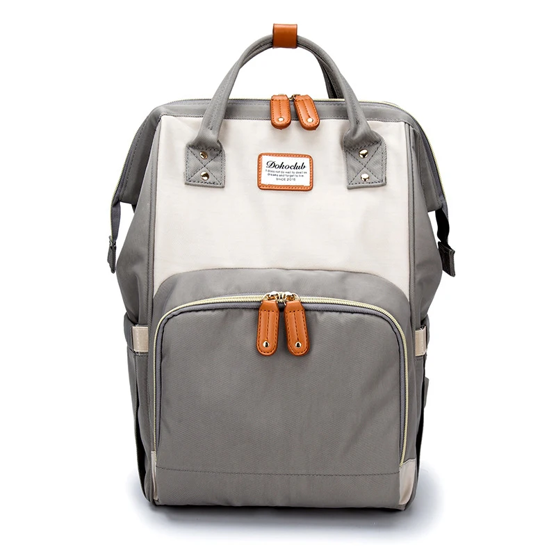 beige gray Модная сумка для подгузников, сумка для мам, многофункциональный рюкзак, Большая вместительная сумка для подгузников, Детская сумка с ремнями для коляски, для ухода за ребенком - Цвет: beige gray