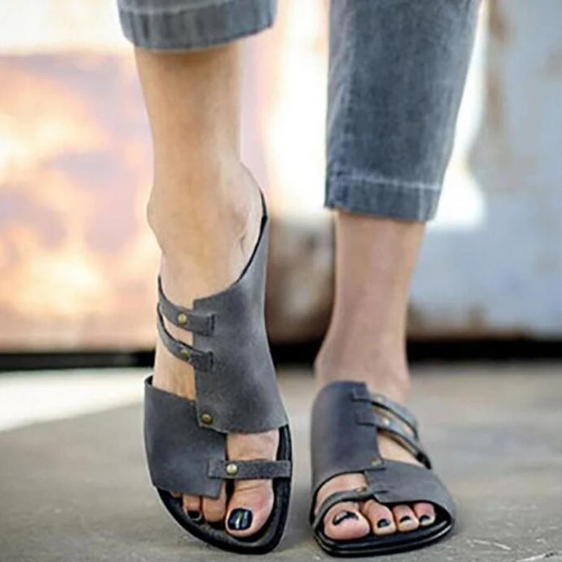 Женские тапочки в римском стиле женские сандалии ретро на плоской подошве zapatos
