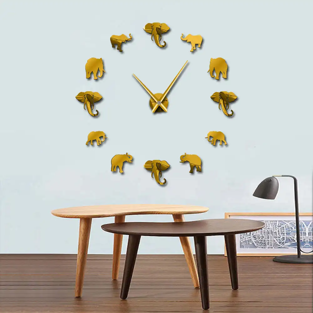 Jungle Animals Elephant DIY большие настенные часы домашний декор современный дизайн