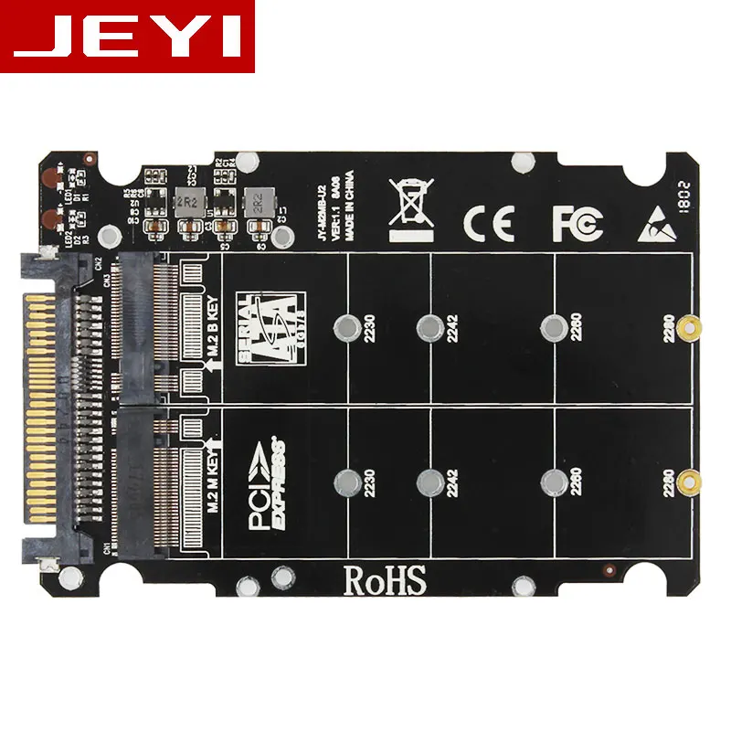 

JEYI U.2 Series M.2 TO U.2 SFF-8639 Adapter PCIe U2 2.5' SSD PCI-E X4 X16 intel PCIe3.0 PCI-E GEN3 M-KEY B-Key Card AHCI Dual PD