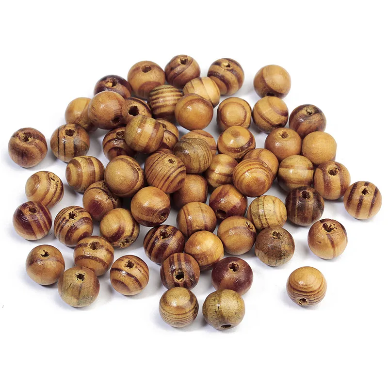 100 шт. круглые бусины из натуральной сосны 6/8/10/12/14 мм|beads loose|beads for diywooden beads |