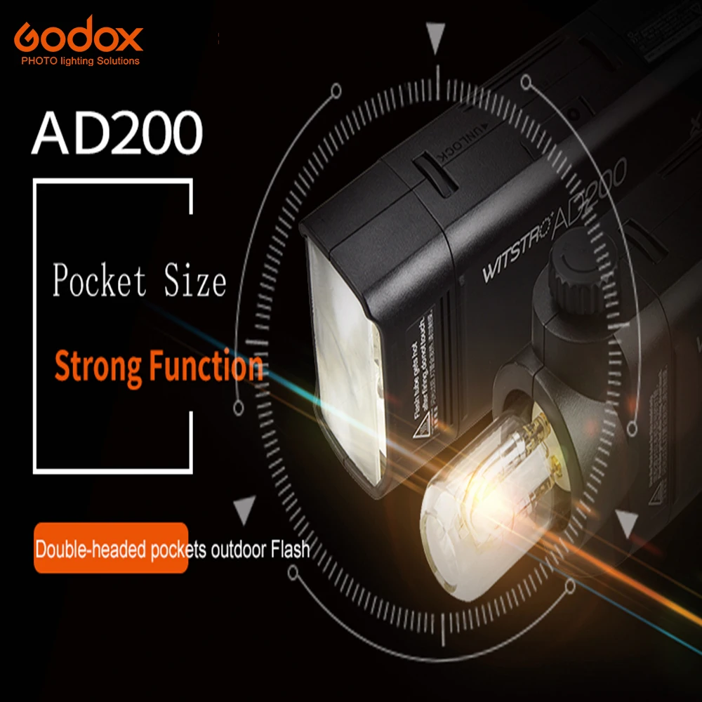 Godox AD200 карман Flash 2900 мАч литиевых Батарея полный Мощность петлицы переработку в 0