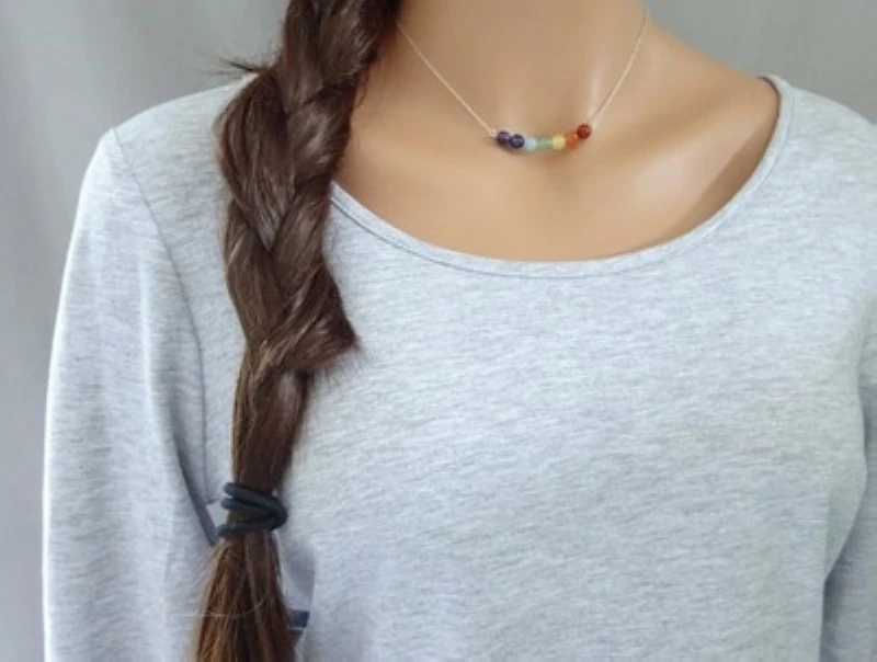Natural Stone Necklace Seven Color Chakra Necklaces for Men Pendants Yoga Reiki Healing Balancing 7 Women | Украшения и