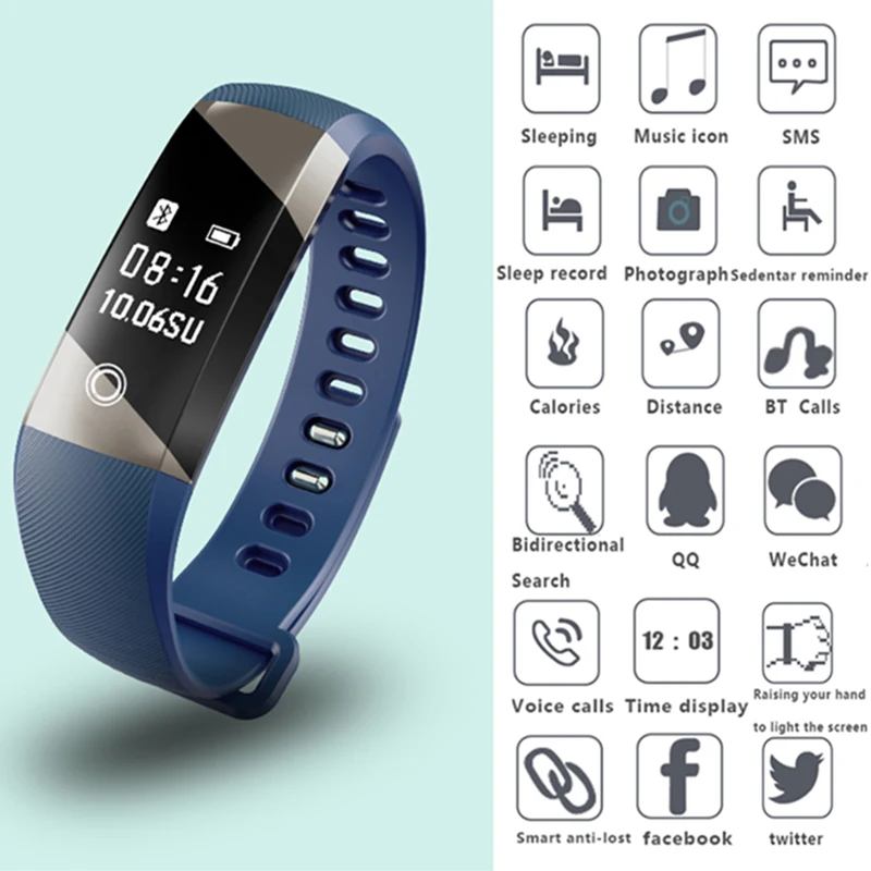 Smart Wristband A10 Heart Rate Monitor Bluetooth OLED Bracelet Fitness Tracker Pedometer SMS call Reminder free shipping | Электроника