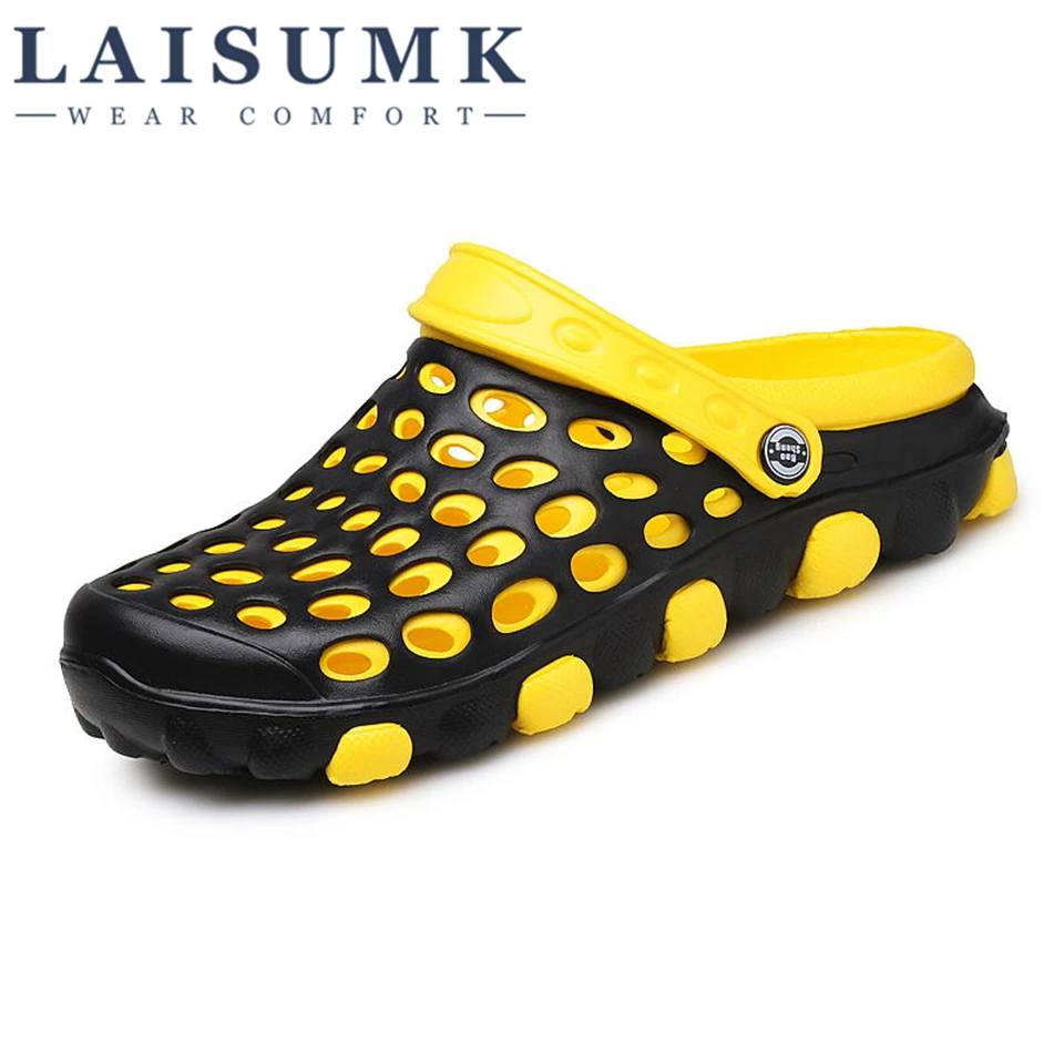 LAISUMK Summer Mens Clogs Beach Slippers For Men Garden Shoes Mule Fashion Candy Color Adult Clog EVA Materials | Обувь