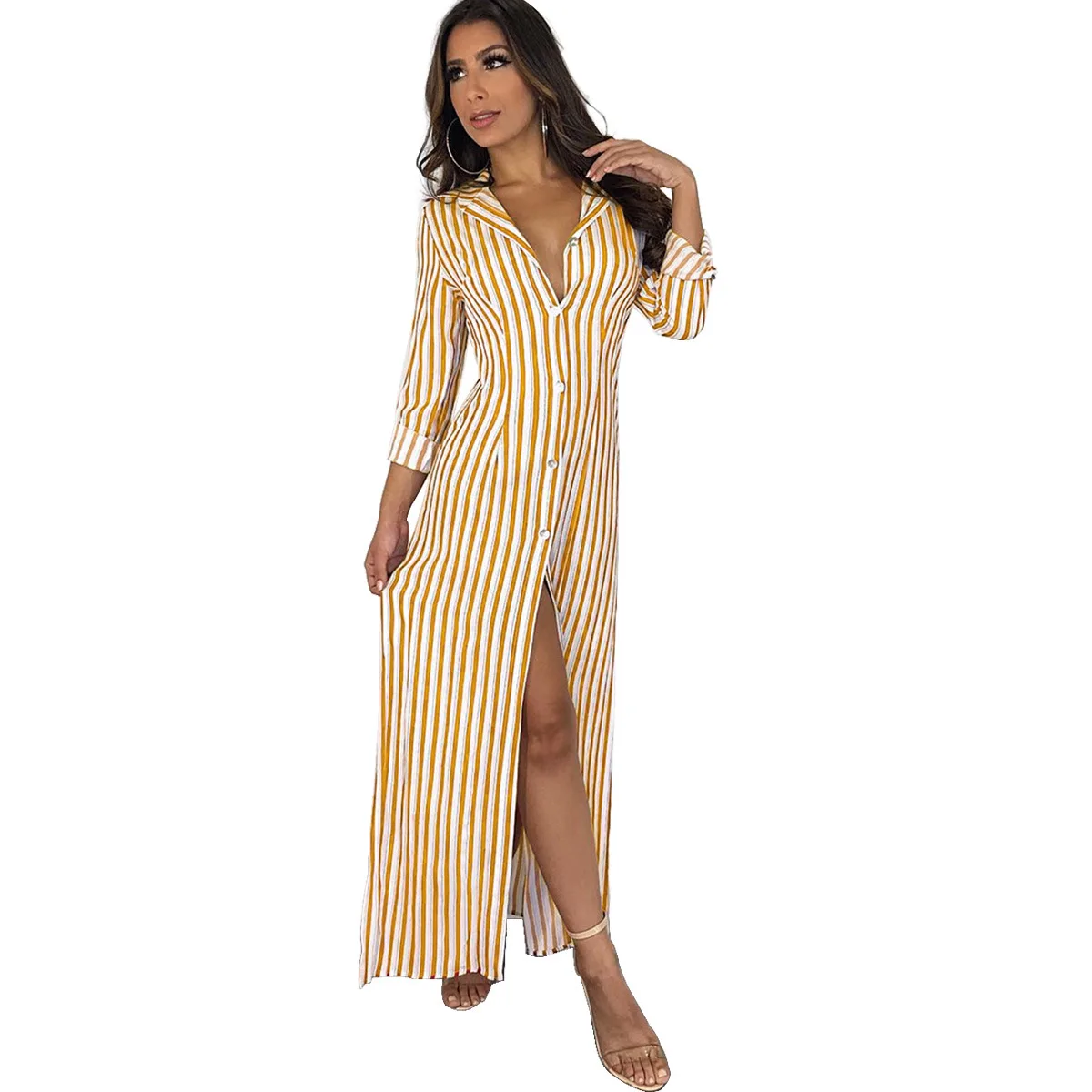 Женское богемное платье макси с длинным рукавом длинное летнее пляжное колокол в