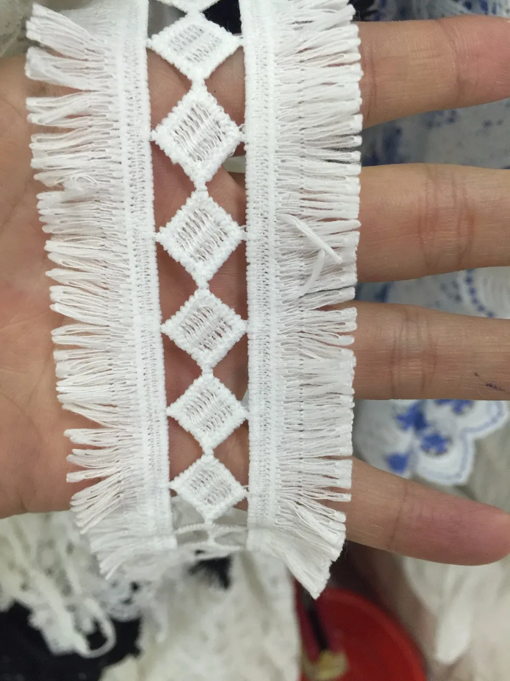 145 ярдов, 2 'широкая Венецианская хлопковая кружевная отделка, кисточка, люверсы, ткань для одежды, аксессуары «сделай сам», поставка крафт, оптовая продажа