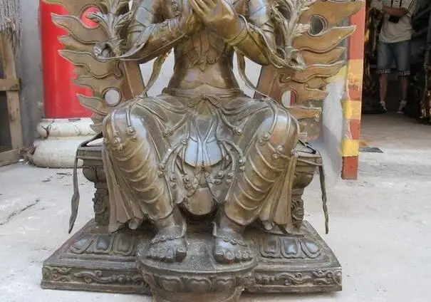 Огромный Тибет Буддизм Фейн Классический Бронзовый Майтрейя Кван-инь статуя