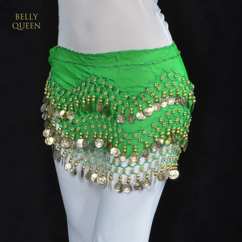 Женский шифоновый набедренный платок для танца живота 3 ряда 158 монет 12 цветов|belly