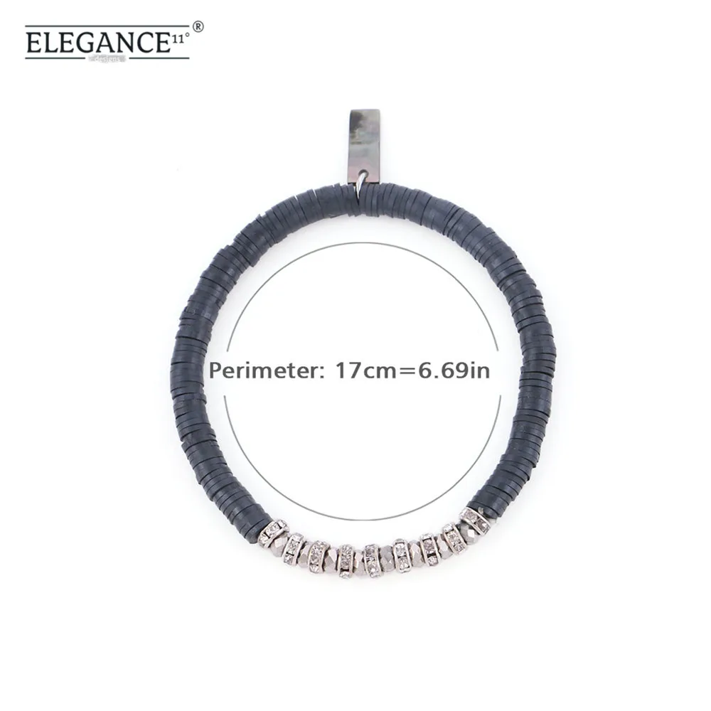 

Elegance Gray Beaded Bracelet Polymer Clay Beads Rhinestone Charming Bracelets for Women Vintage Jewelry Wholesale