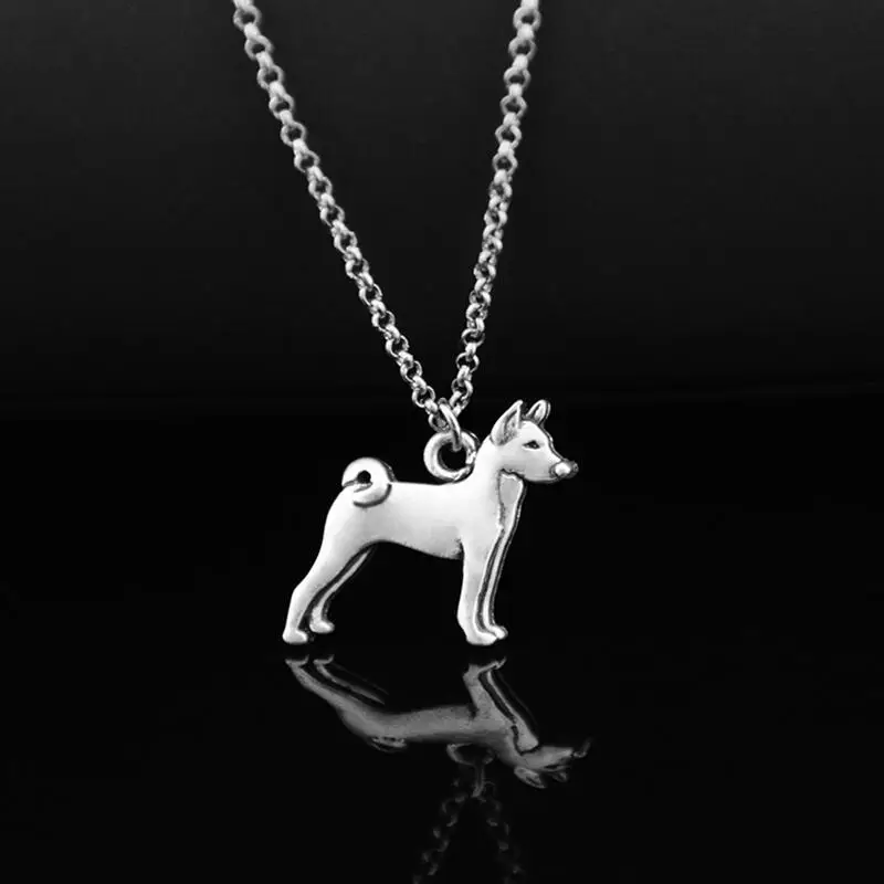 Ретро стиль 3D винтажная подвеска Basenji Dogs Макси длинное ожерелье Аниме собака