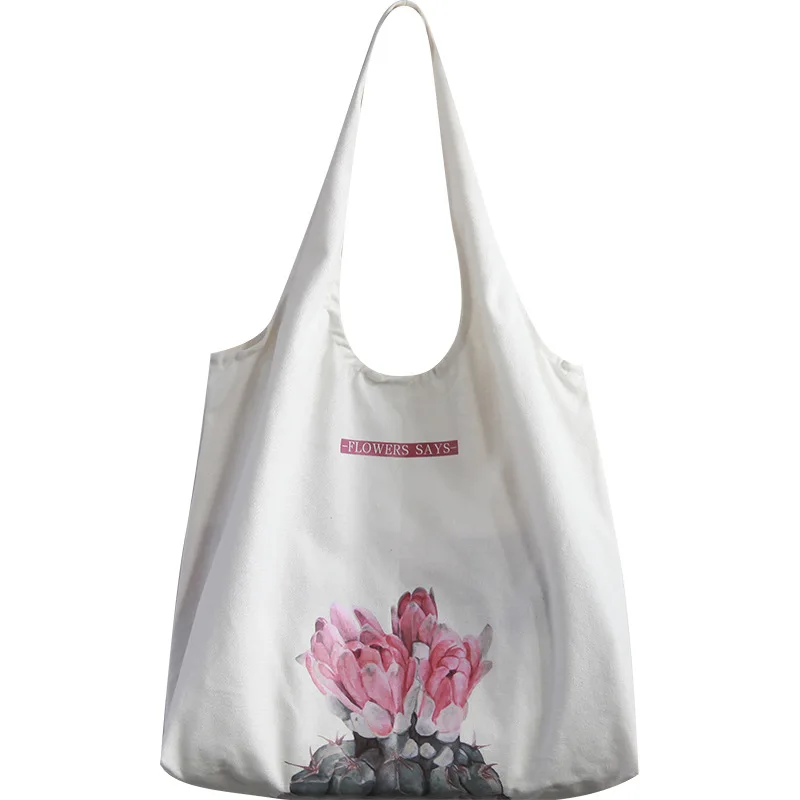 

Natural Cotton Canvas Eco Shopping Tote Shoulder Bag Handbag Print Cactus Flower BF07