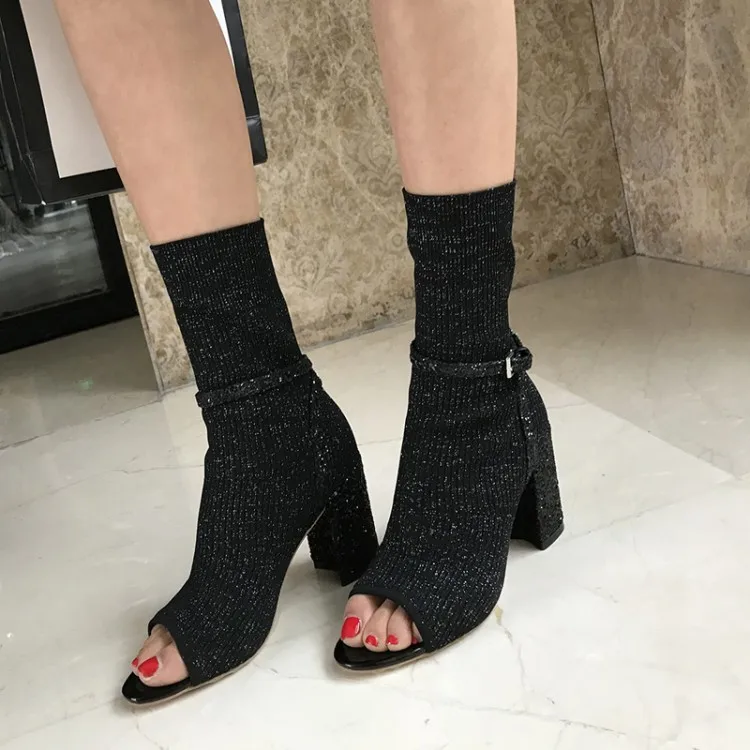 Luchfive/Новинка блестящие вязаные носки обувь для женщин туфли с блестками и