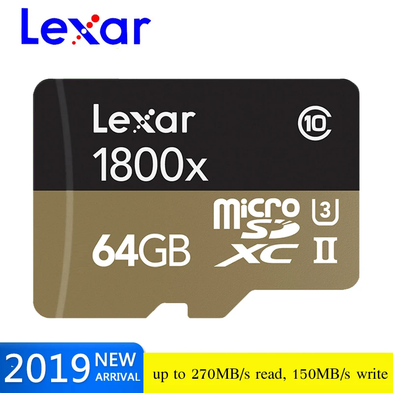 Lexar Micro SD карта 1800x microsd 64 ГБ 32 ГБ 270 МБ/с./с sdxc U3 cartao de memoria класс 10 Флэш-память tf/sd карта для смартфонов