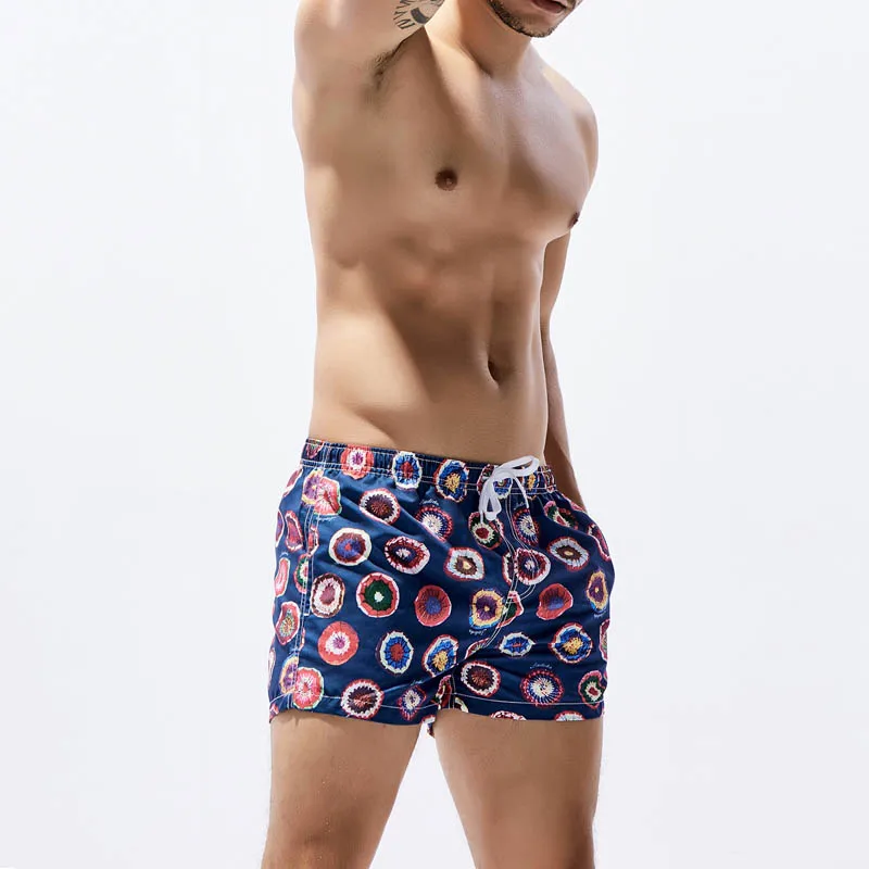 

Hot Men Sexy Flower Print Sweatpants Summer Beach Swimming Surfing Quick Drying Shorts Short Bottoms DO2