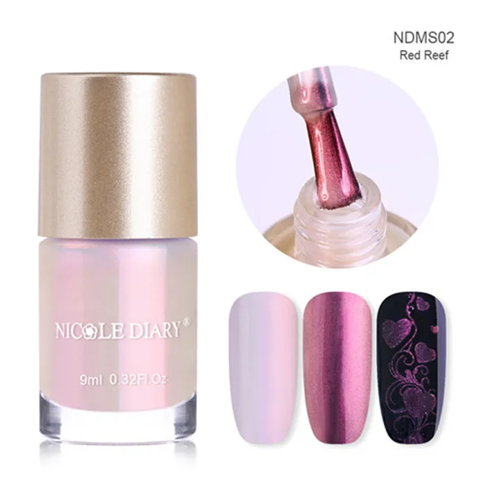 NDMS02 NICOLE DIARY 9ml Nail Polish Chameleon Metallic Jelly Holographic Polish Shiny Flakies Sequins Manicure Nail Art Lacquer Varnish - Цвет: NDMS02