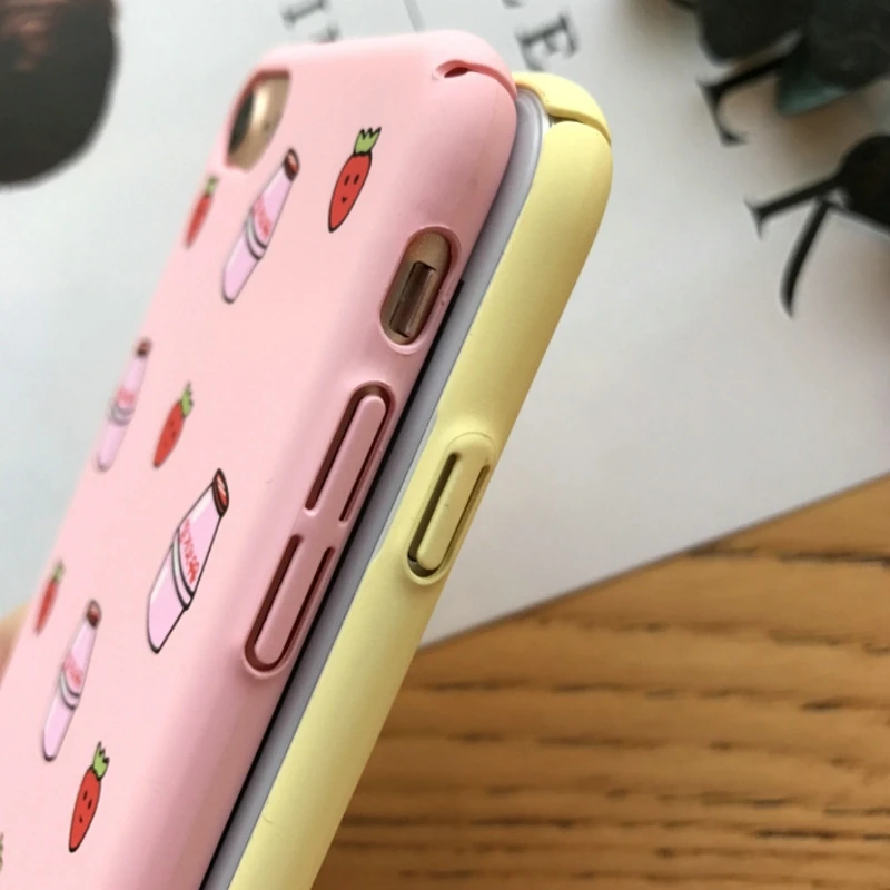 Розовый желтый банан чехол для fundas iphone 7 plus жесткий из поликарбоната Тонкий 6 6s s 8