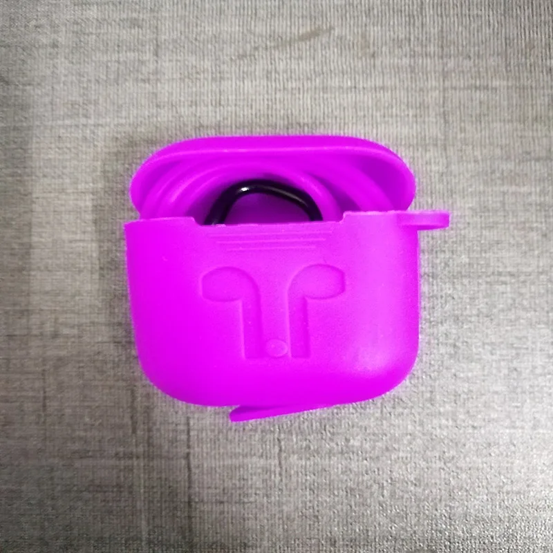 Фиолетовый EKIND защитный чехол для Apple Airpods, силиконовый чехол для AirPods, чехол для зарядки, Бесплатный Шнур, гарнитура для Airpods, чехол - Цвет: Фиолетовый