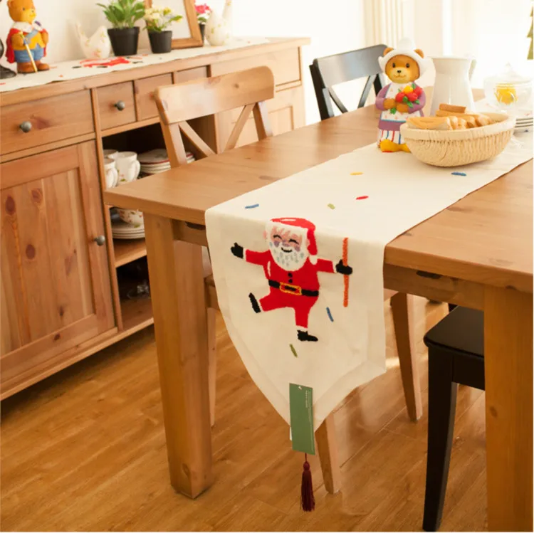 Christamas подарок Настольная дорожка ручной вышивкой Санта Клаус много Размеры для