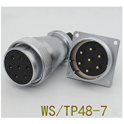 WS48-7Pin 1 комплект WS/TP48 авиационным соединителем мужской и женский квадратный фланец гнездо 5/7/20/27/38/42 Pin штепсельная вилка авиации круговой разъем кабеля - Цвет: WS48-7Pin